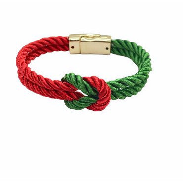 Love Knot Satin Rope Bracelet Red and Green