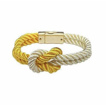 The Original Love Knot Satin Rope Bracelet- White and Gold Bracelets Trendzio White and Gold