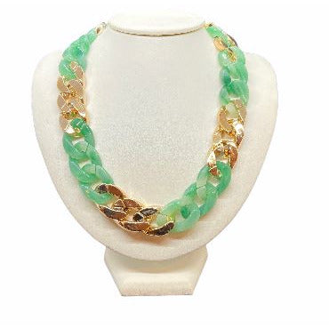 Trendy Acrylic Chain Link Choker Necklace necklace Trendzio Green