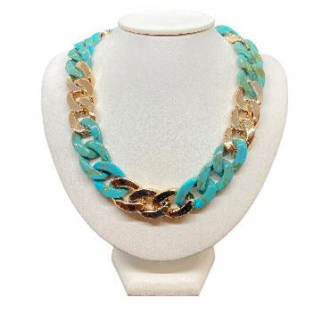 Trendy Acrylic Chain Link Choker Necklace necklace Trendzio Turquoise