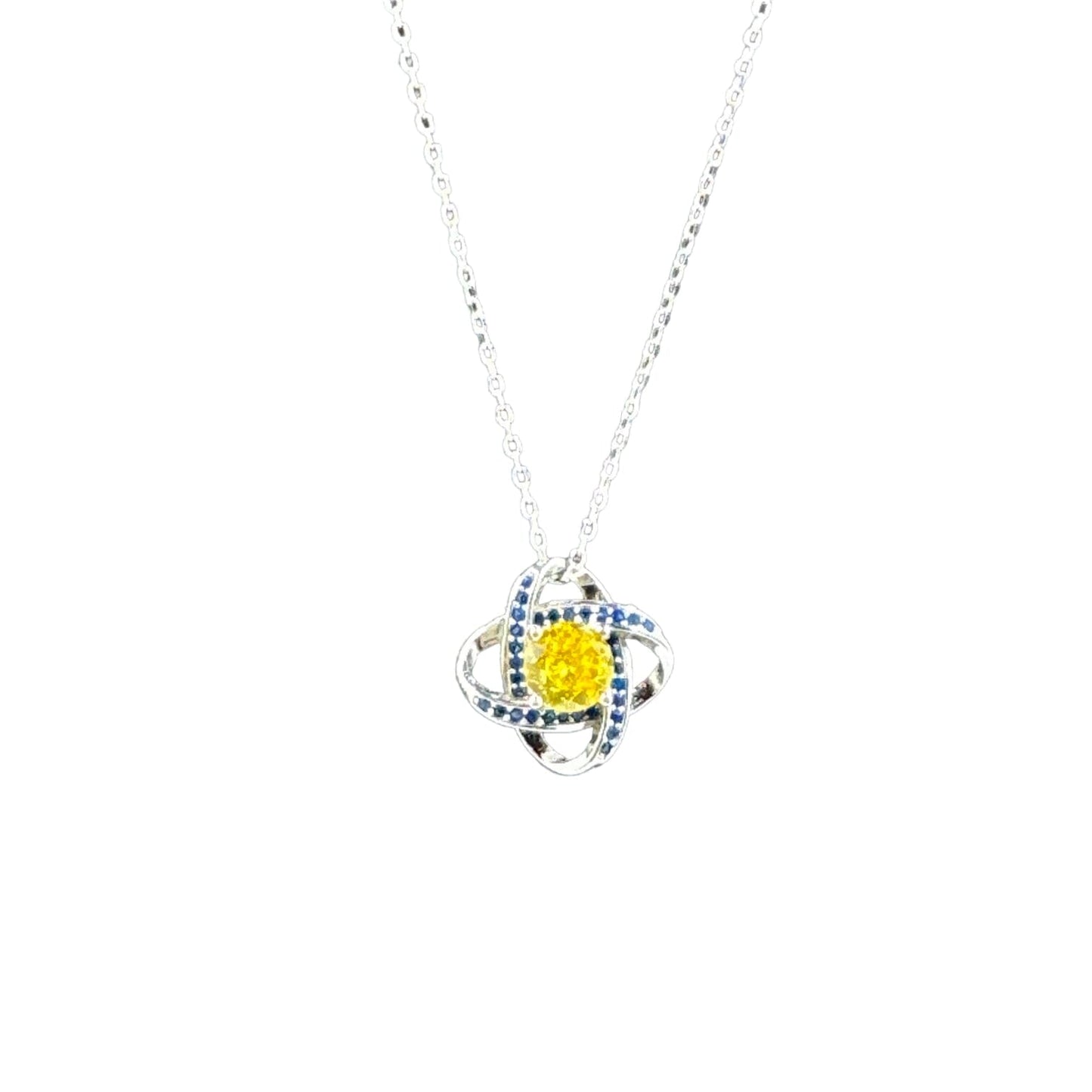 Yara Sterling Silver Necklace Blue and Yellow necklace TRENDZIO