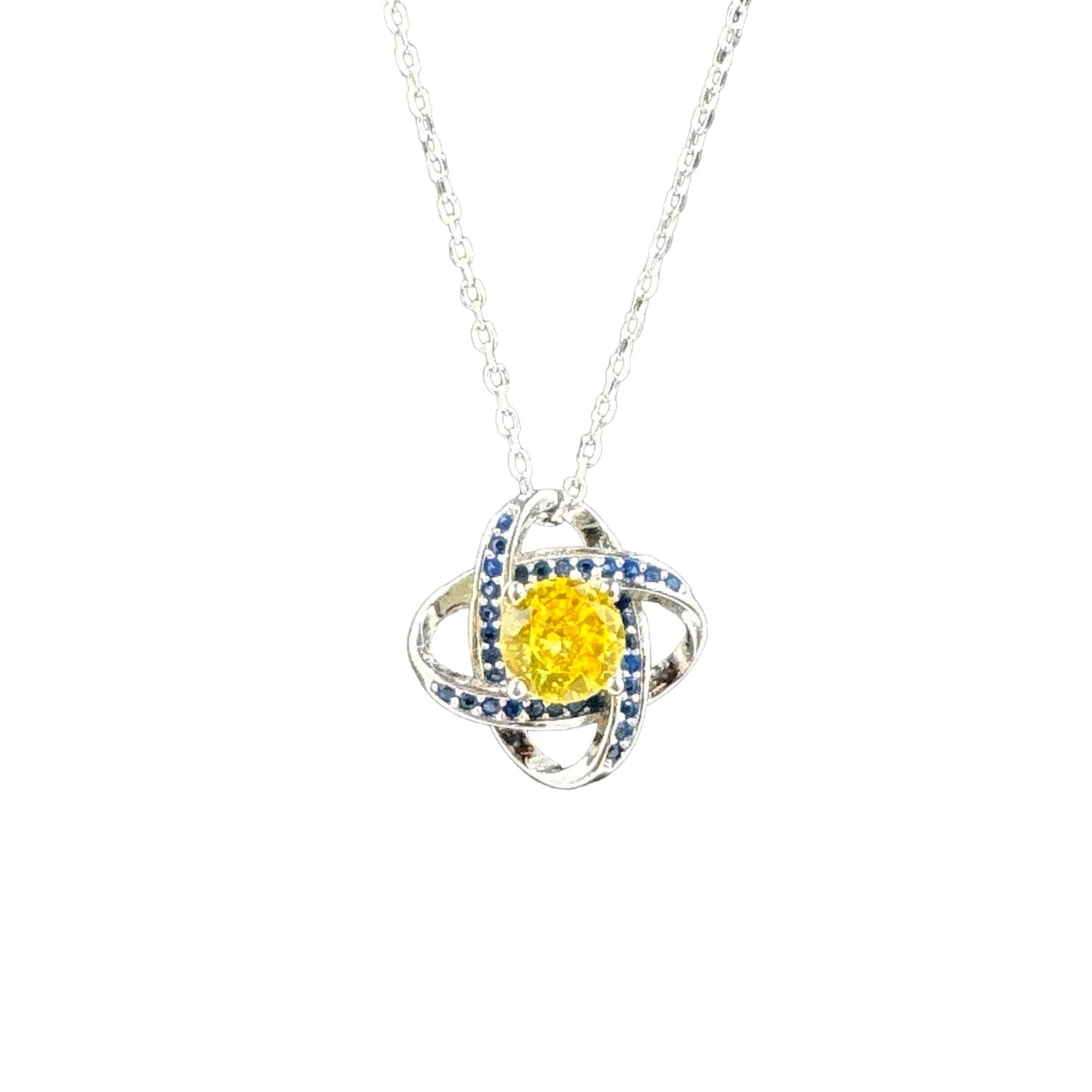 Yara Sterling Silver Necklace Blue and Yellow necklace TRENDZIO