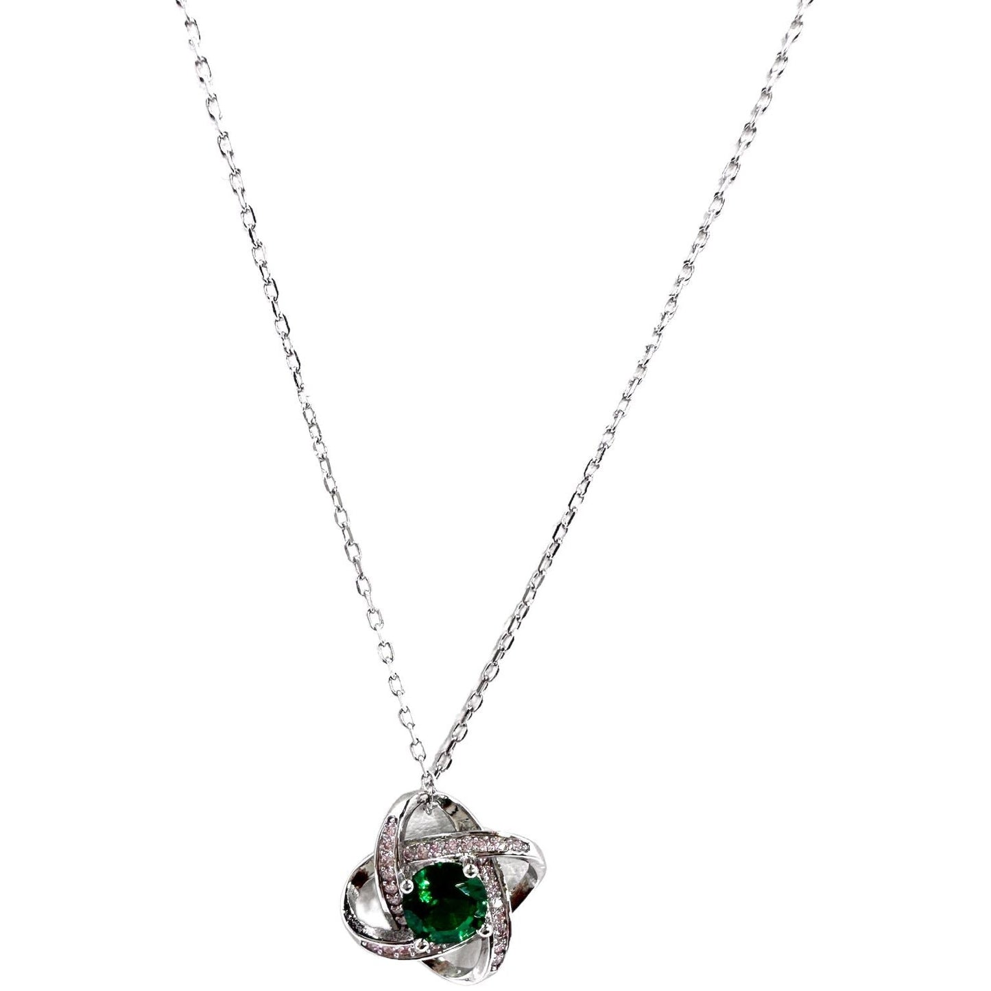 Yara Sterling Silver Necklace necklace TRENDZIO Green Center Stone