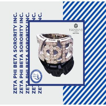 Zeta Phi Beta Greek Letter .925 Pure Sterling Silver Ring Rings Trendzio 6