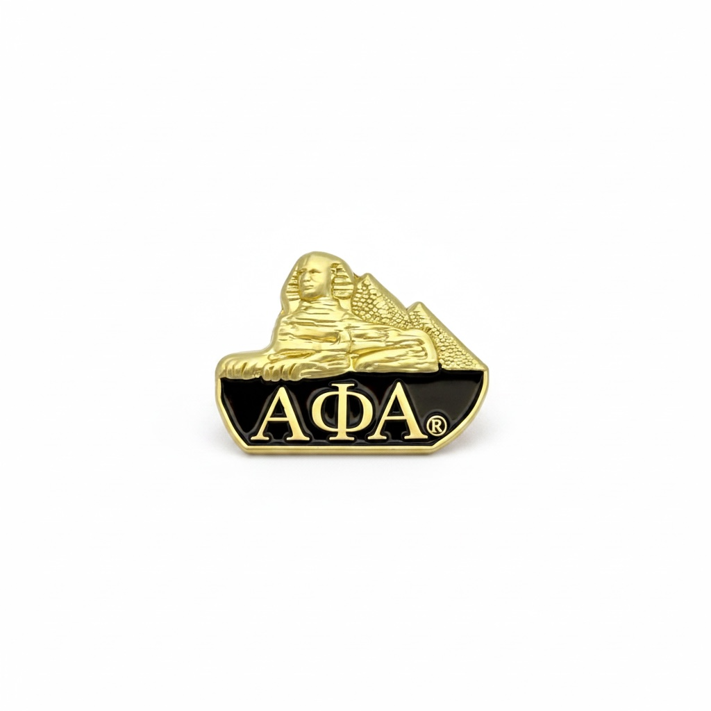 Alpha Phi Alpha Sphinx of Giza lapel pin, detail view, by Trendzio Jewelry