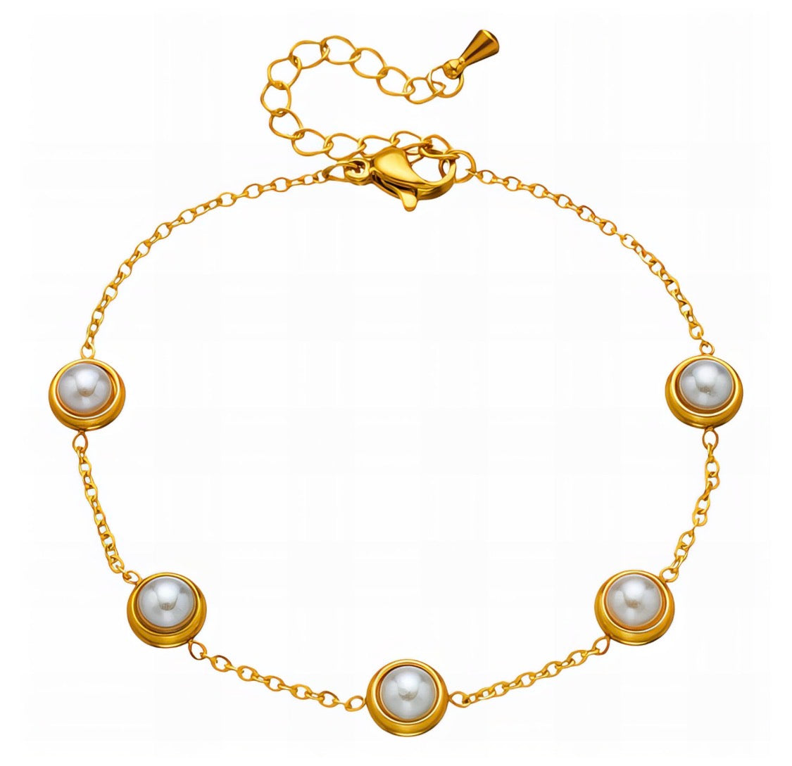 Arianna Gold Chain Pearl Bracelet