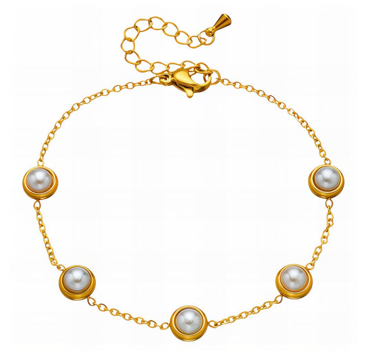 Arianna Gold Chain Pearl Bracelet