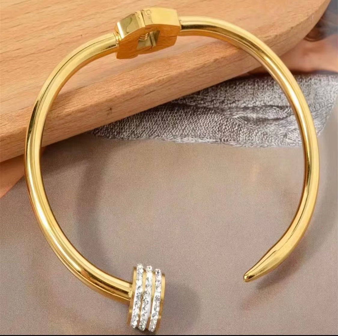 Edison  Nail Head CZ Bangle