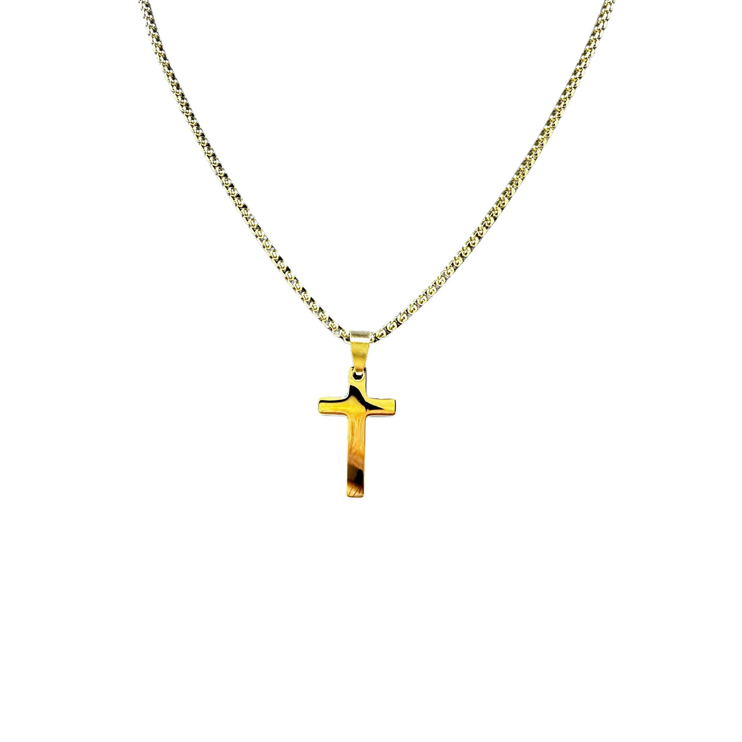 Stainless Steel Gold Cross Necklace