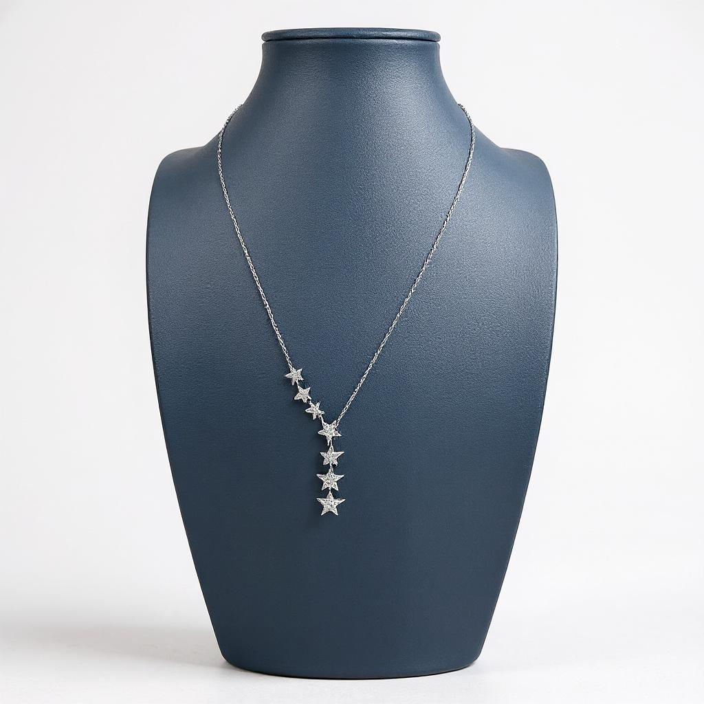 Sterling Silver Star Drop Necklace