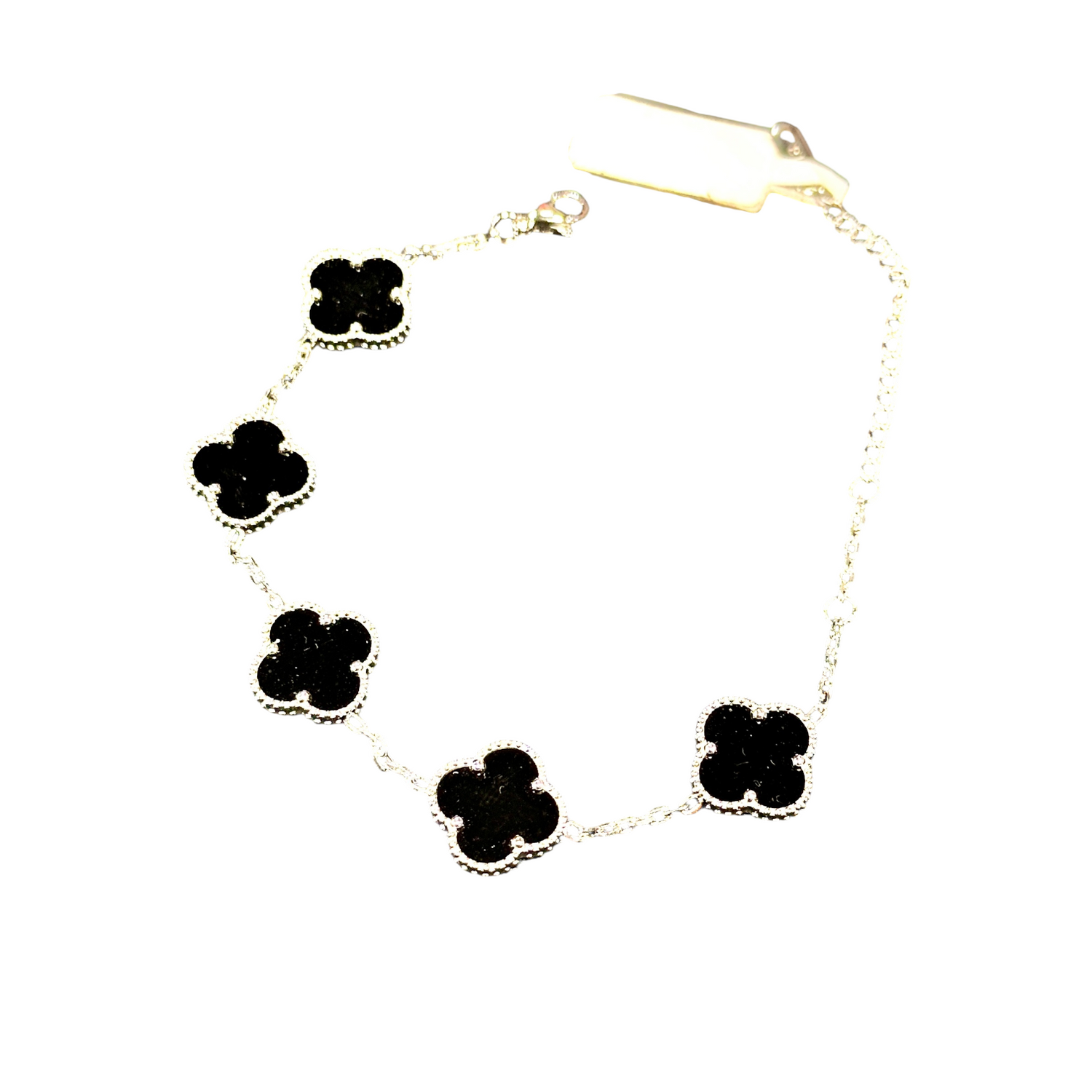 Kaitlin White Flower Clover Silver Bracelet