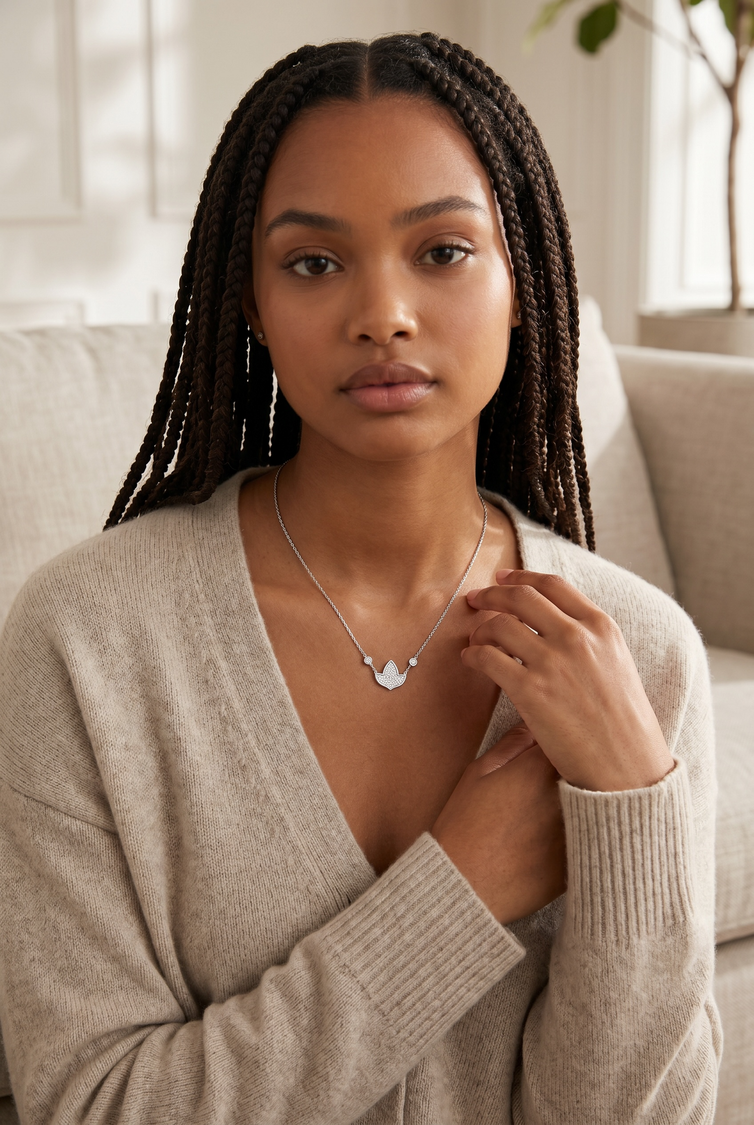 AKA Ivy Leaf Sterling Silver CZ Necklace