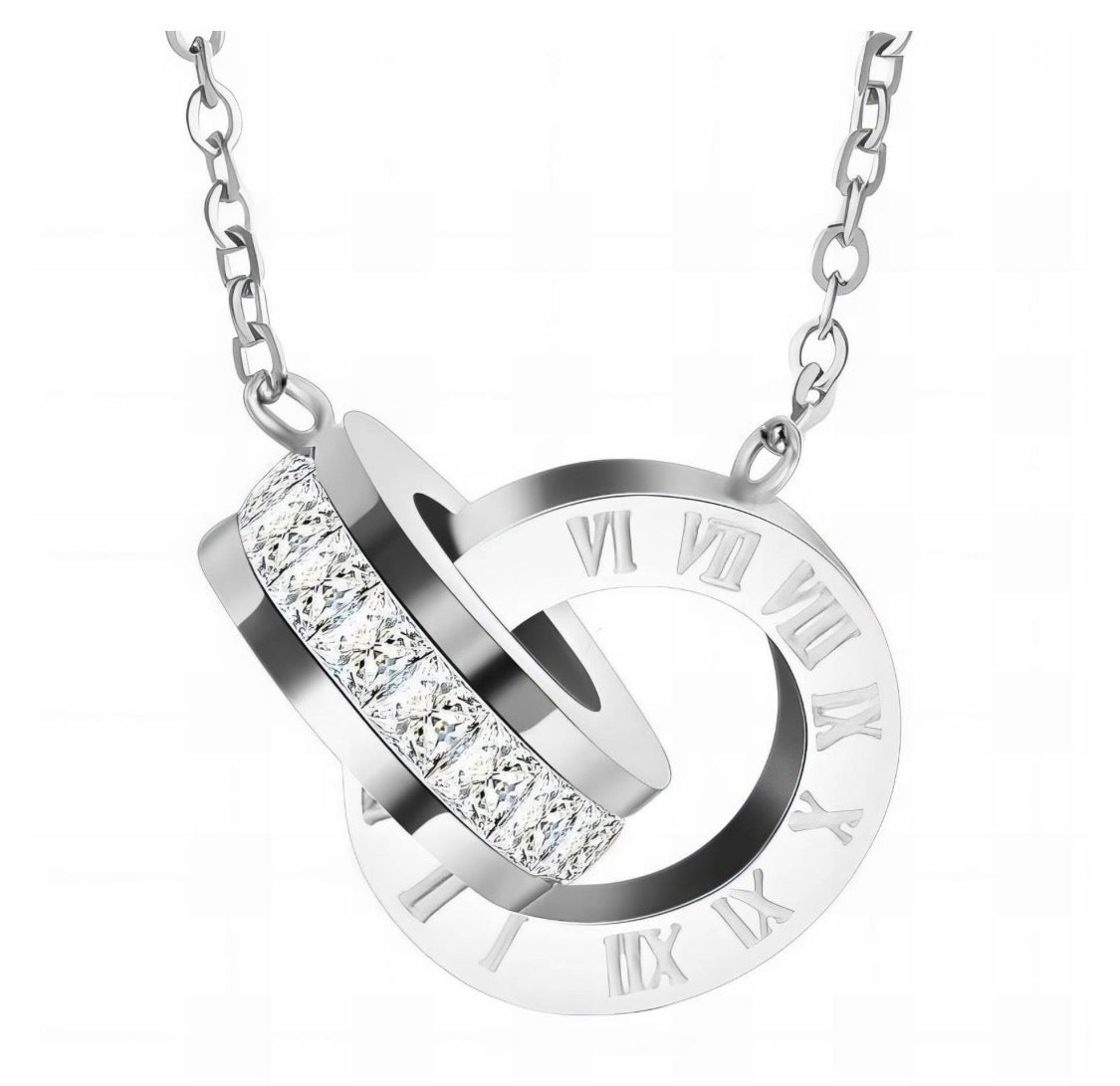 Tracy Circle CZ Roman Necklace