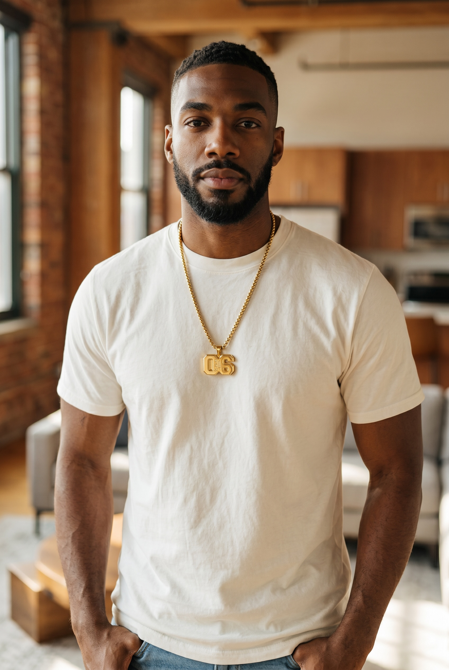 Alpha Phi Alpha 06 gold necklace, close-up by Trendzio Jewelry