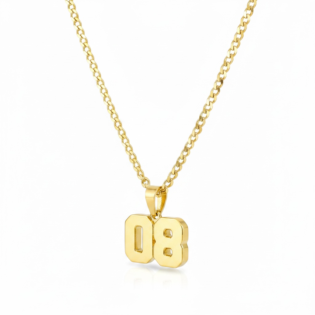 08 Number Pendant Necklace