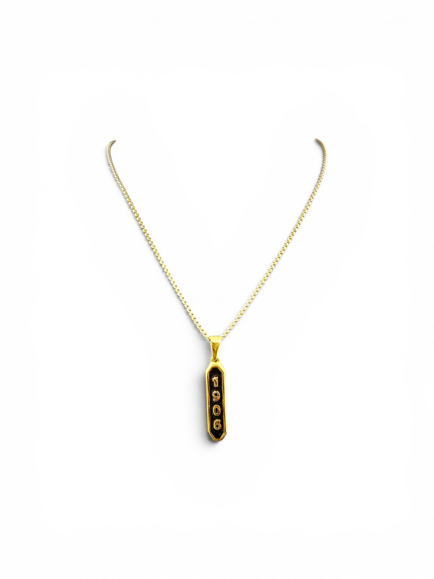 Alpha Phi Alpha 1906 gold and black enamel pendant necklace by Trendzio Jewelry