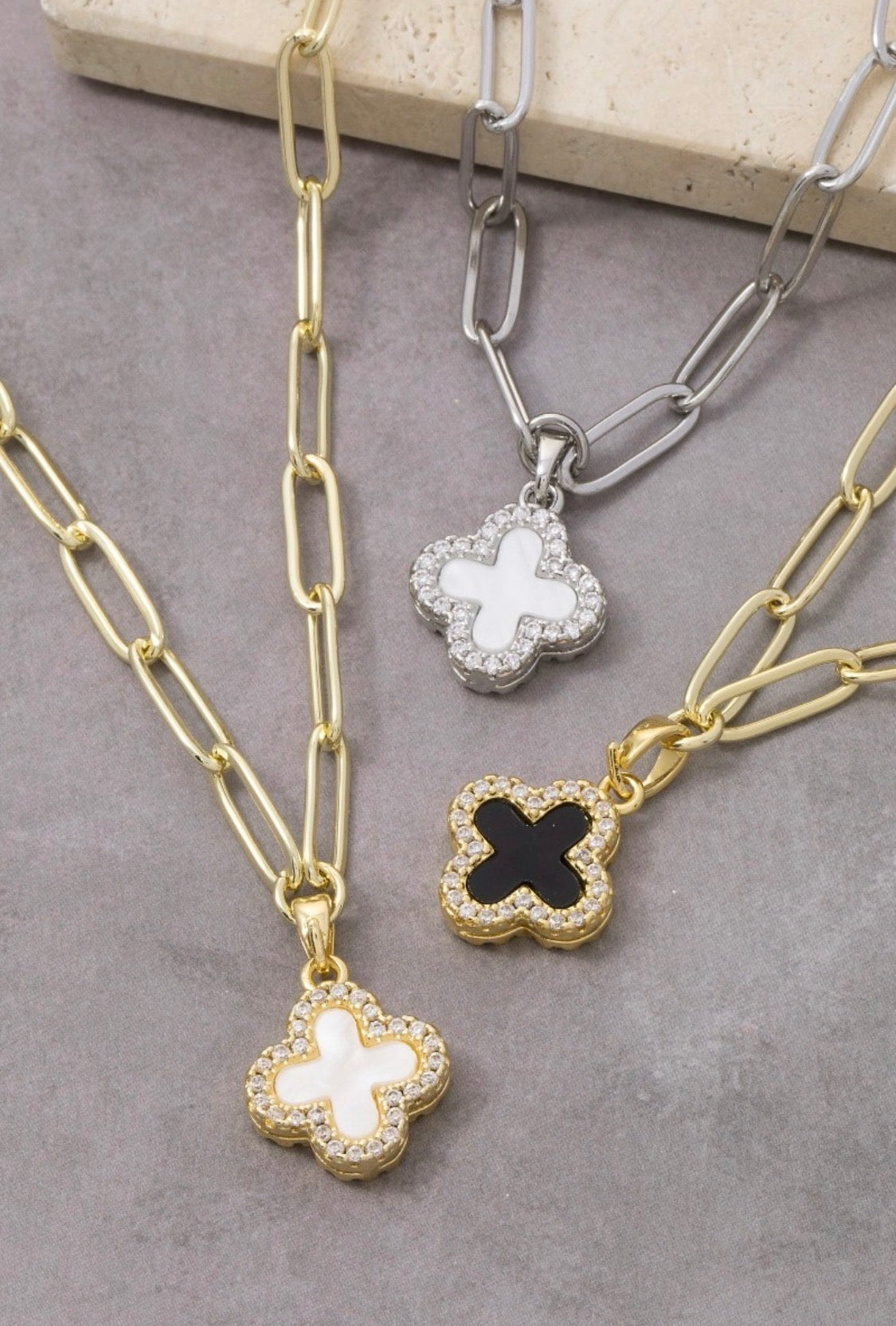 Reversible Clover Flower Necklace