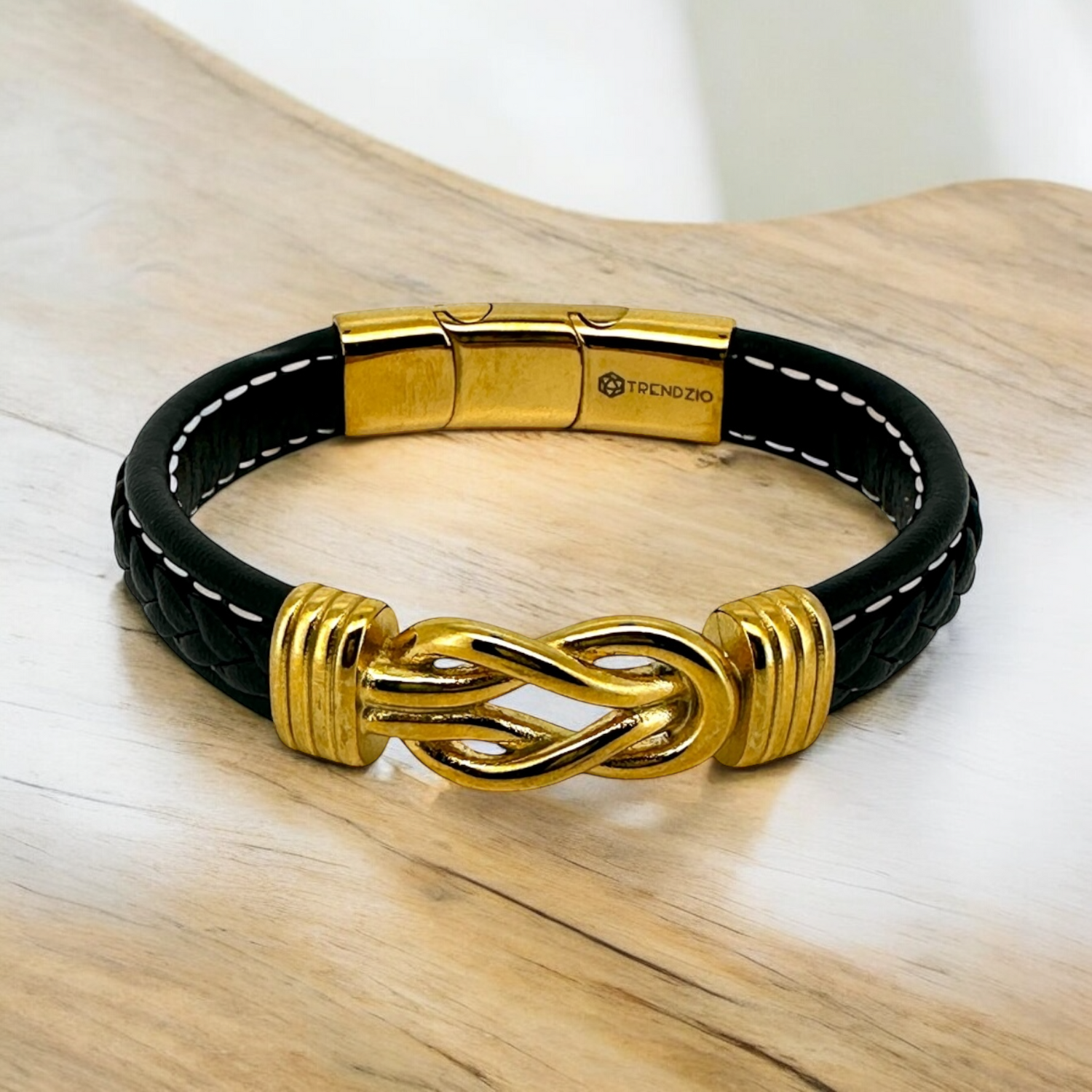 Gold Love Knot Microfiber Leather Bracelet