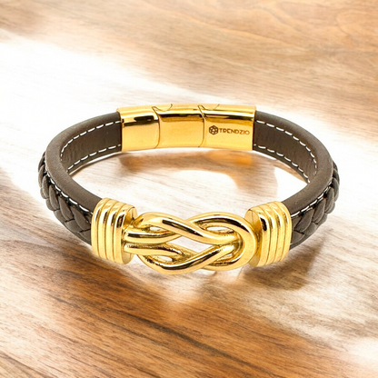 Gold Love Knot Microfiber Leather Bracelet