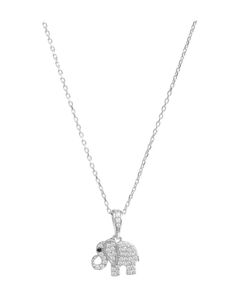 Elephant Necklace CZ Pave Stones