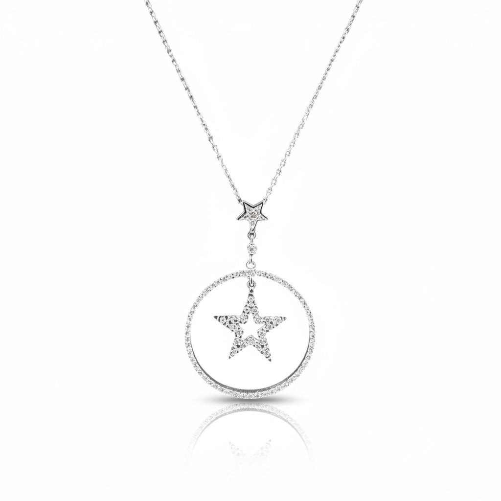 Sterling Silver Star Circle Necklace