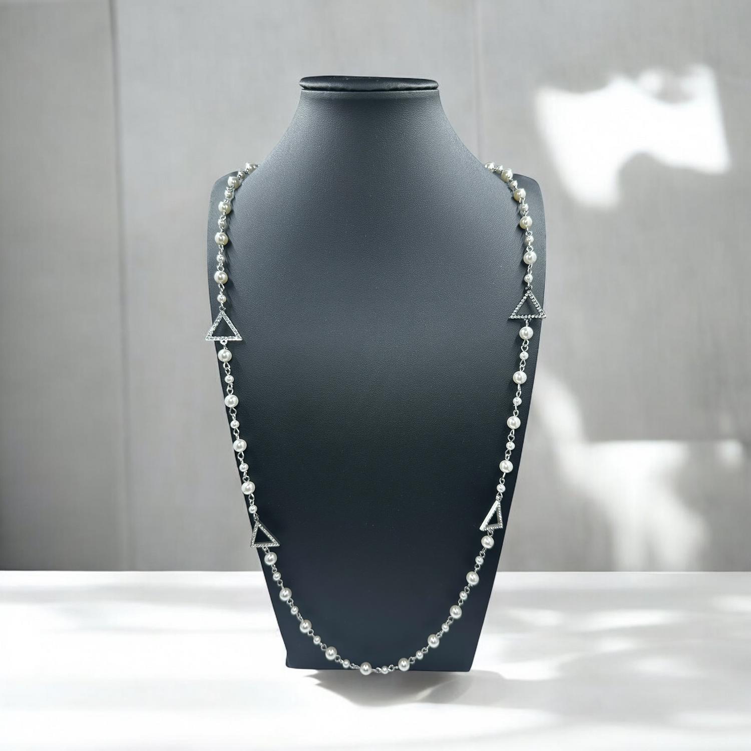 Delta Sigma Theta Triangle Pearl 36" Necklace