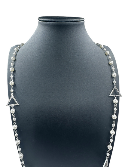 Delta Sigma Theta Triangle Pearl 36" Necklace