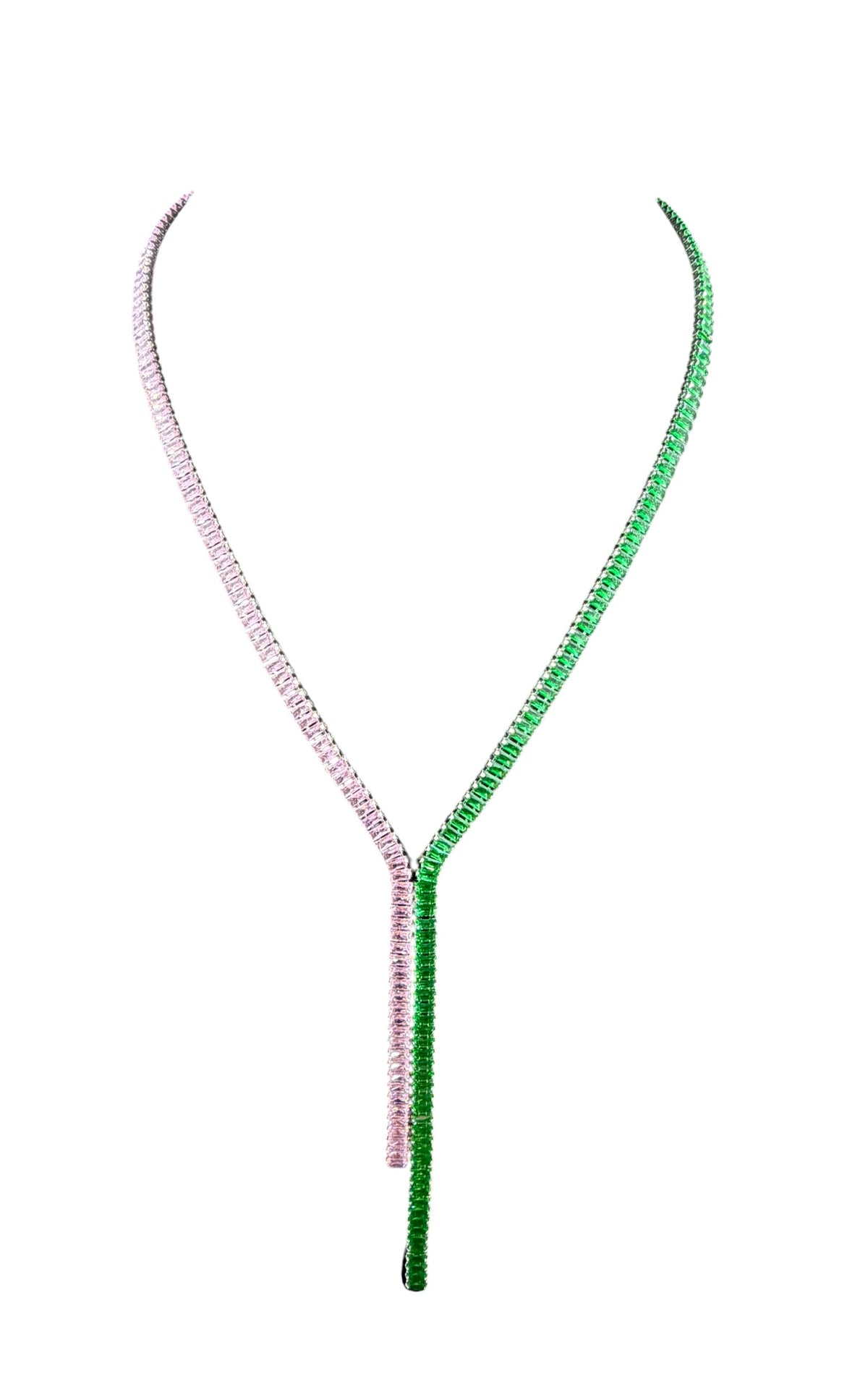 Nara double row lariat necklace, Alpha Kappa Alpha inspired, by Trendzio Jewelry