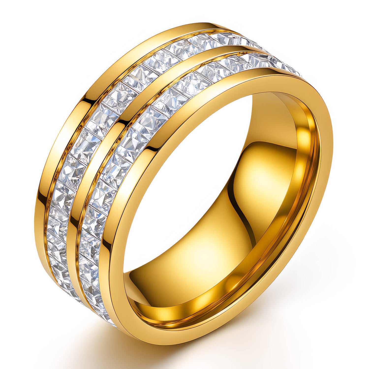 Elara Double Row CZ Gold Ring