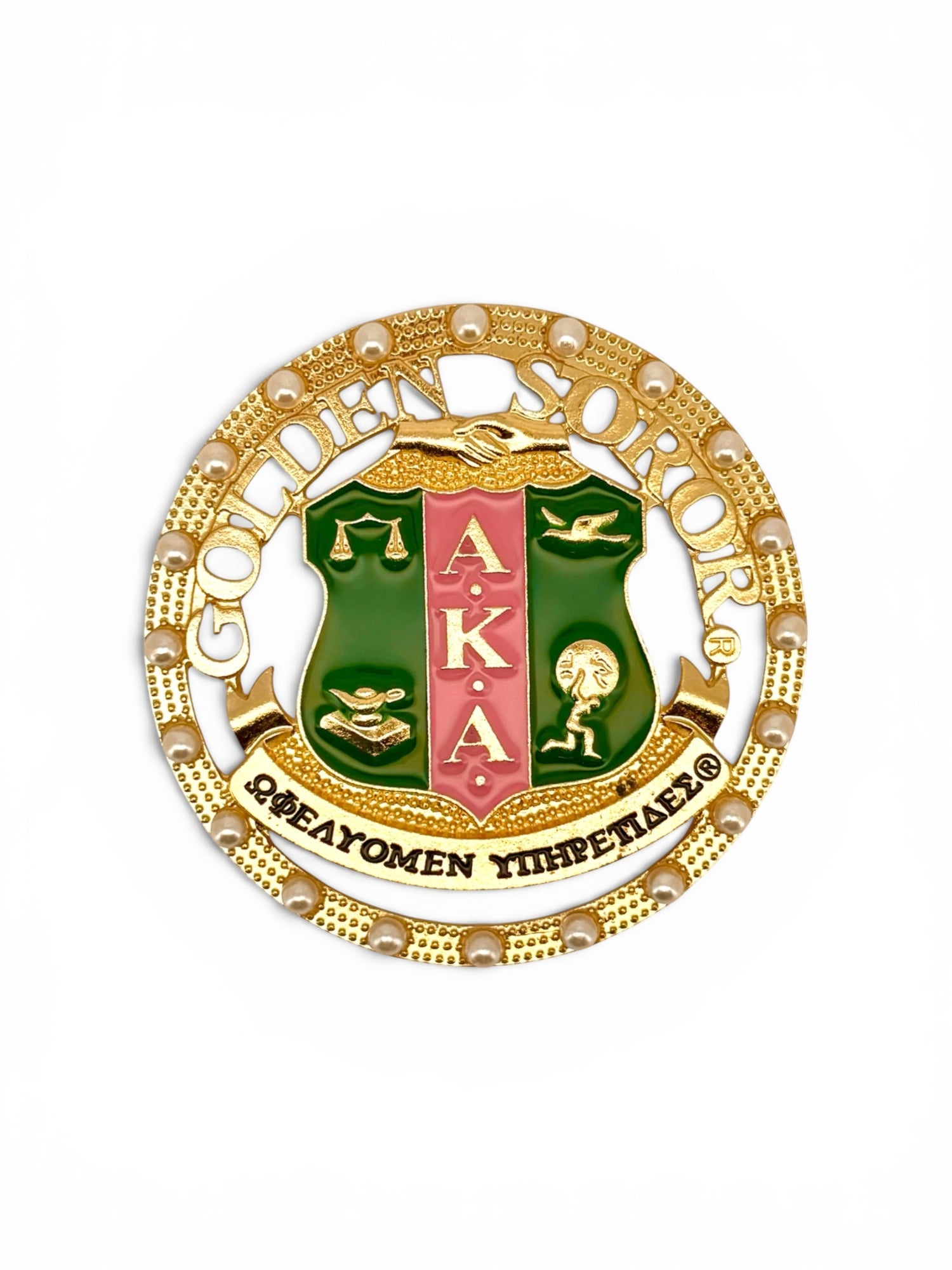 AKA Golden Soror Pearl Gold Round Pin