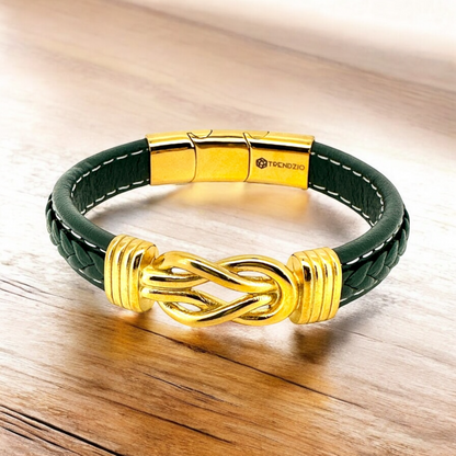 Gold Love Knot Microfiber Leather Bracelet