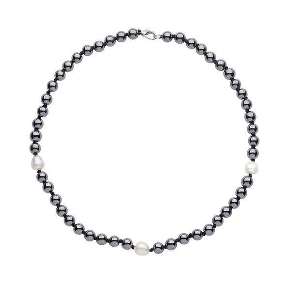 Hematite and Freshwater Pearl Necklace