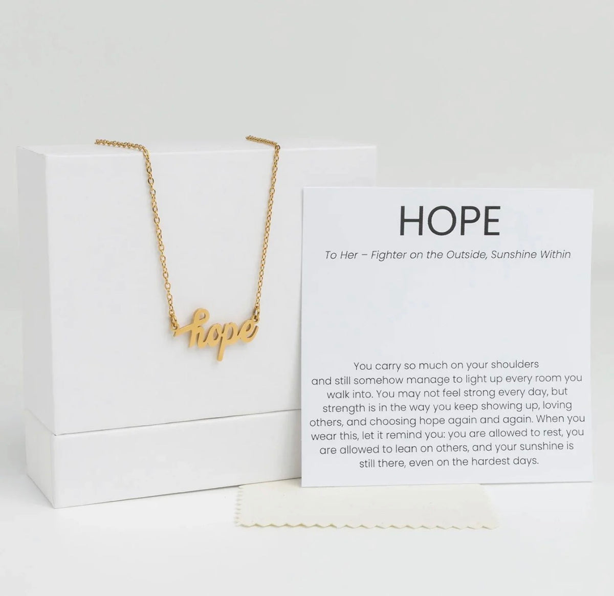 Gold Hope necklace, inspirational gift for survivors and fighters
