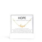 Hope necklace gift set in 18K gold, breast cancer awareness gift