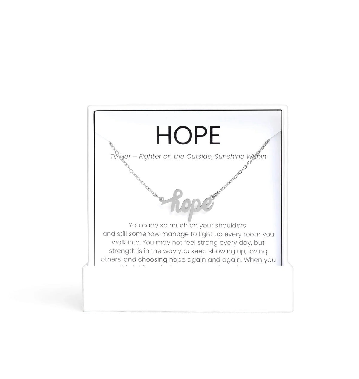 Silver-tone Hope pendant necklace on stainless steel chain