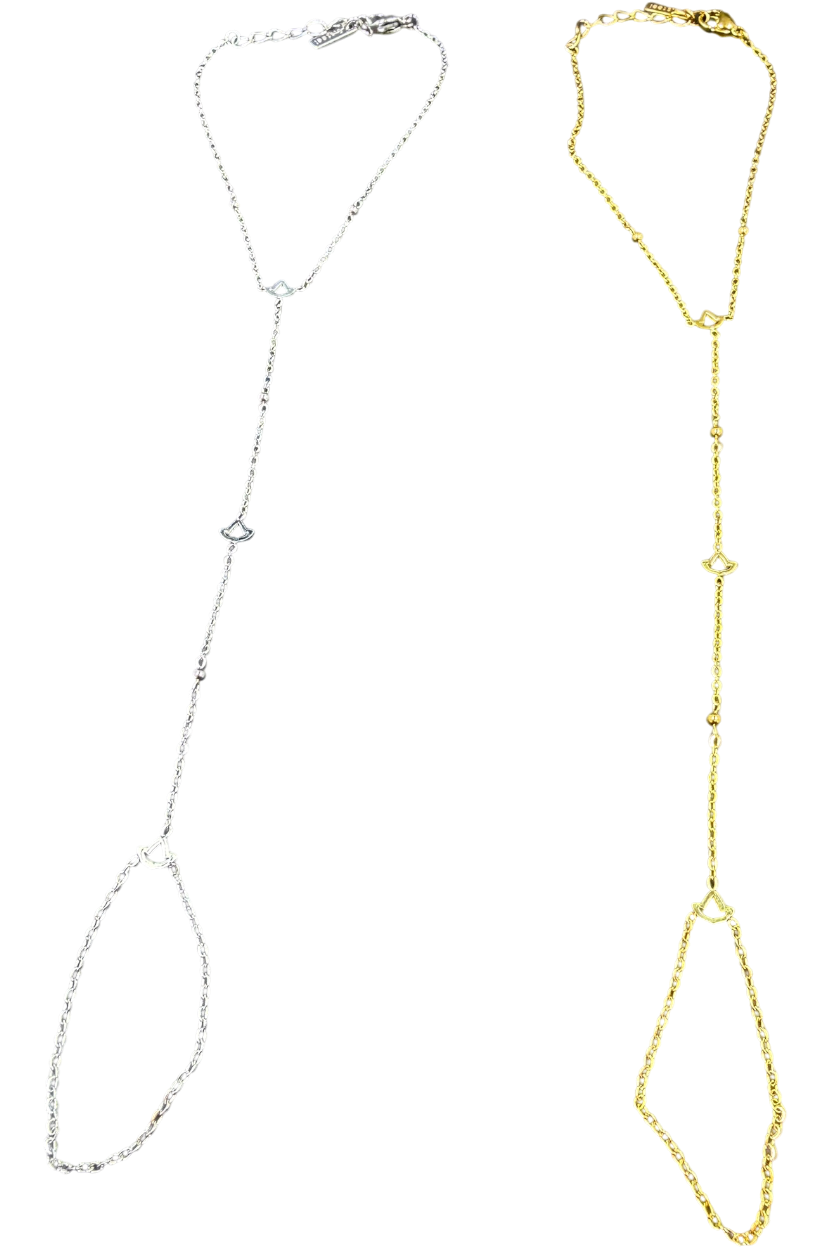 Alpha Kappa Alpha ivy leaf hand chains in silver and gold