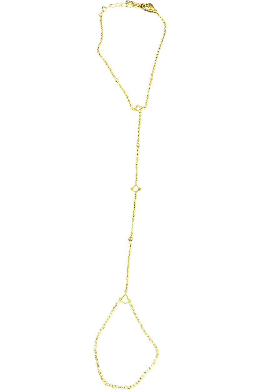 Alpha Kappa Alpha gold hand chain with three ivy leaf accents