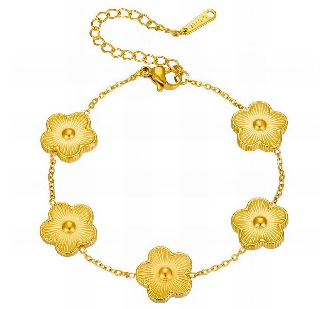Kaitlin Gold Flower Clover Bracelet
