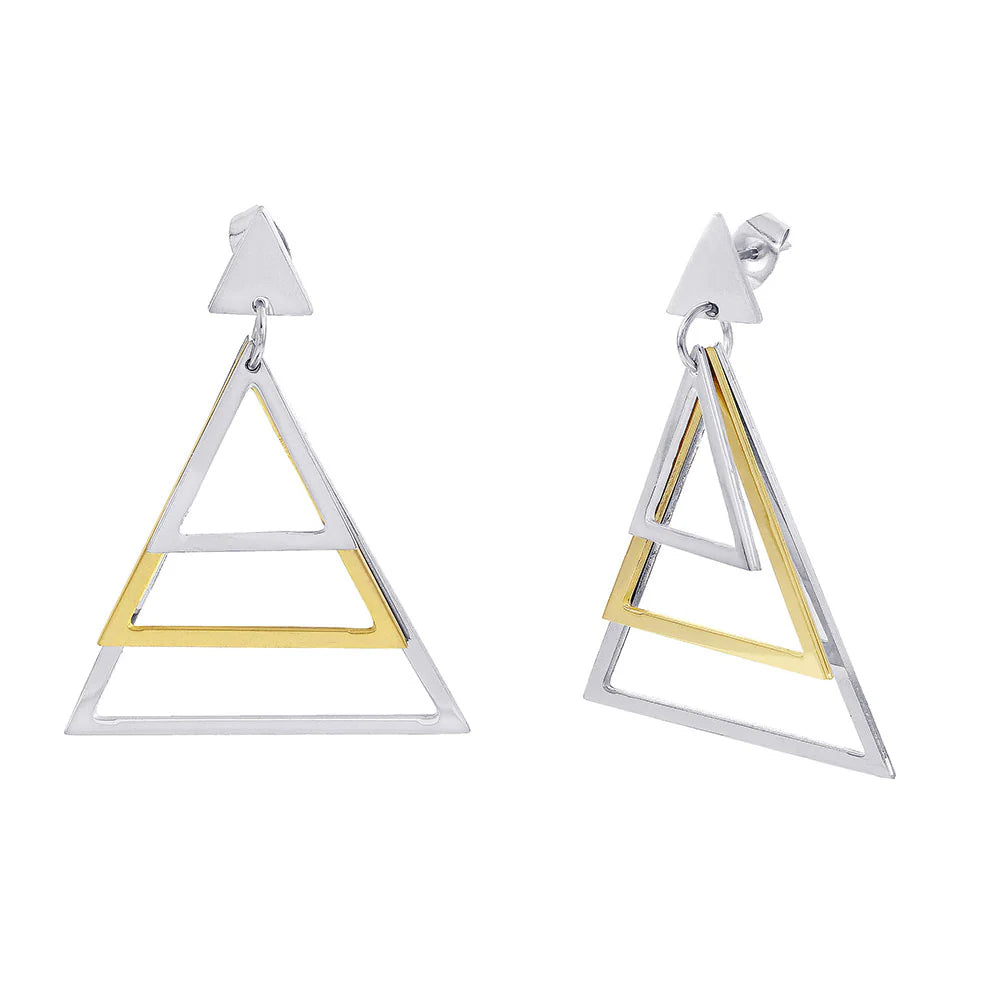 Stainless Steel Multi Triangle Earrings