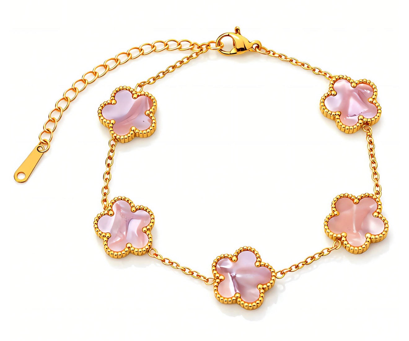Clara Pink MOP Clover Bracelet