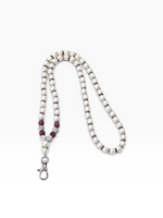 Purple and white glass pearl badge lanyard with swivel hook