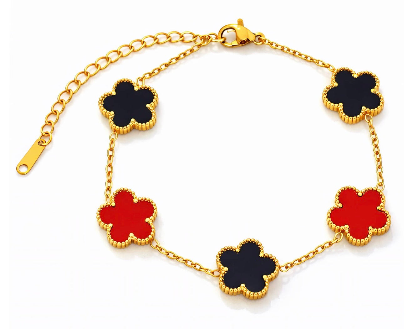 Astrid Red and Black Clover Bracelet