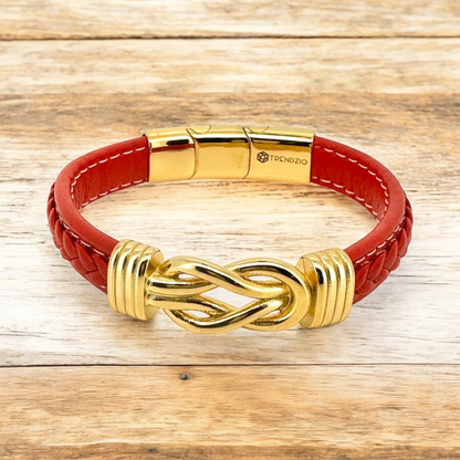 Gold Love Knot Microfiber Leather Bracelet