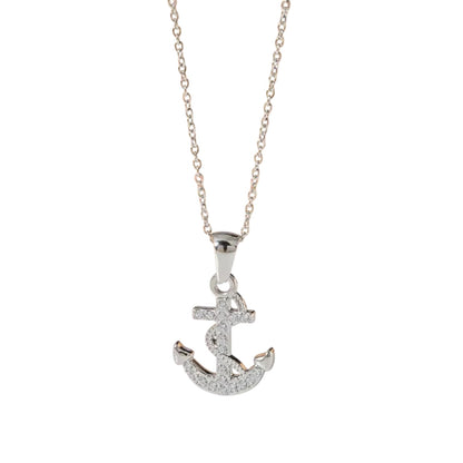 Stainless Steel Anchor CZ Necklace