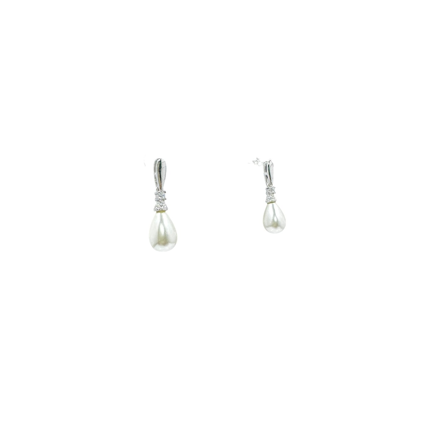 Sterling Silver Glass Pearl Teardrop Earrings