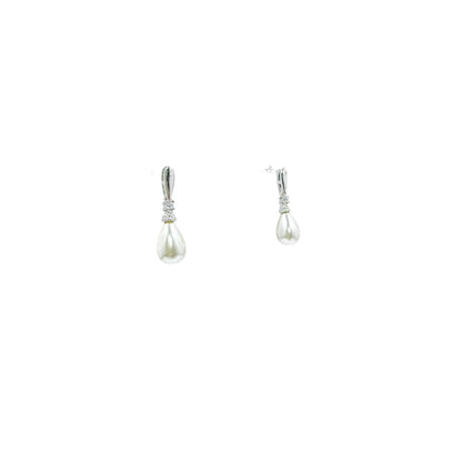 Sterling Silver Glass Pearl Teardrop Earrings