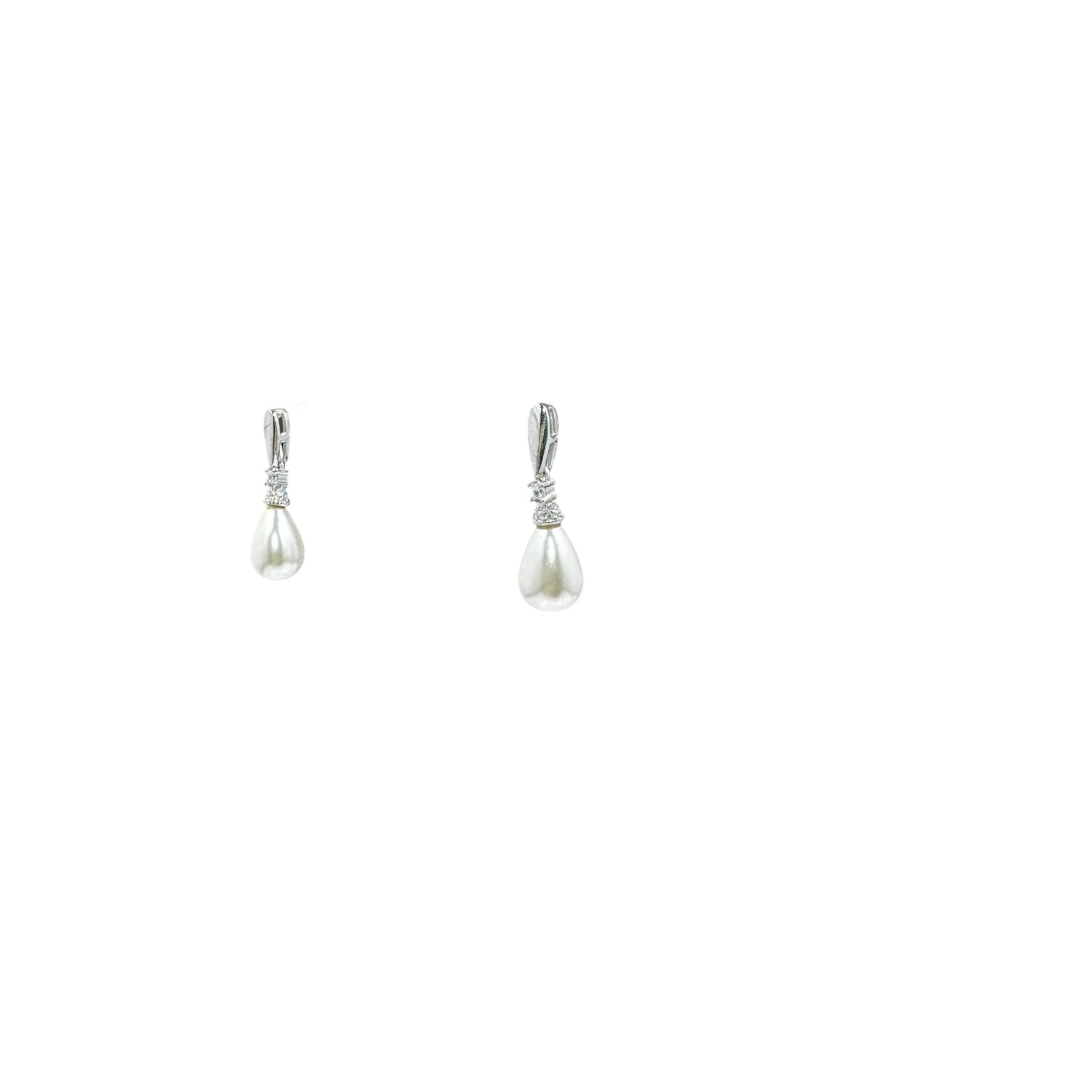 Sterling Silver Glass Pearl Teardrop Earrings