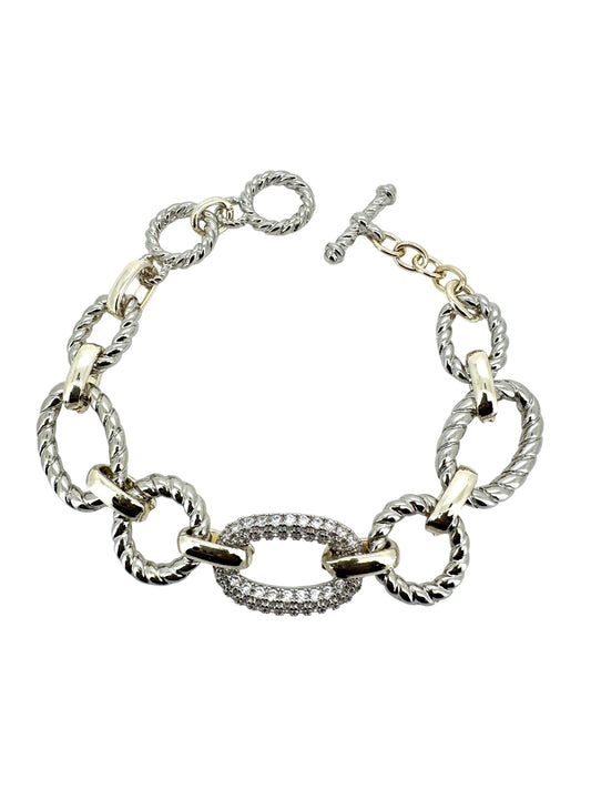 Chain Link CZ Toggle Bracelet