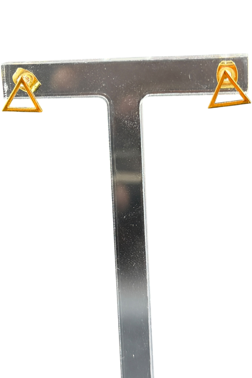 Delta Sigma Theta open pyramid stud earrings in gold stainless steel
