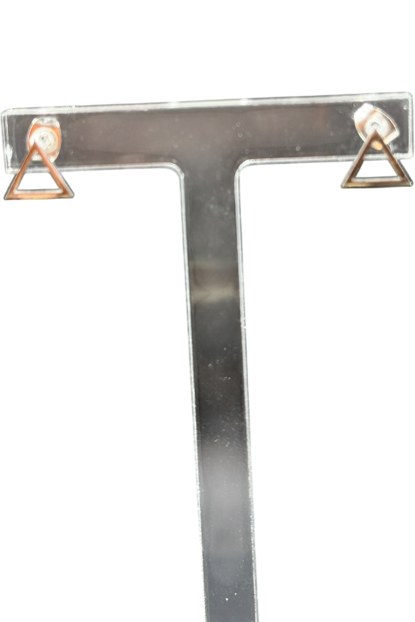 Delta Sigma Theta open pyramid stud earrings in silver stainless steel